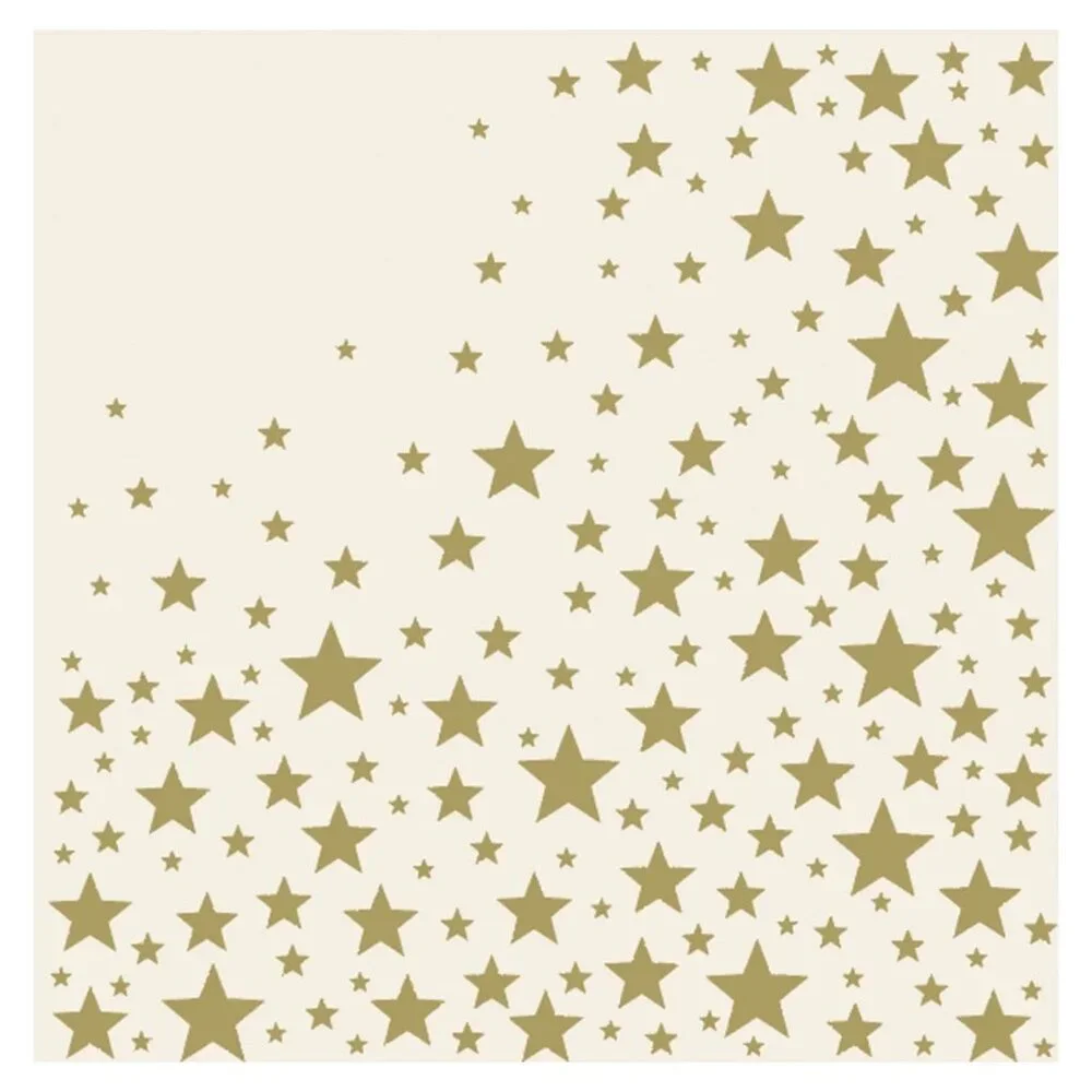 Paper Napkins Shining Stars 1 pack of 20 / Hester & Cook Ivory & Gold NIP