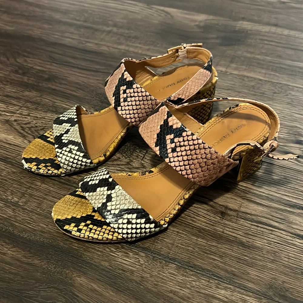 Tory Burch Multicolor Snake Print Strappy Heeled Sandal