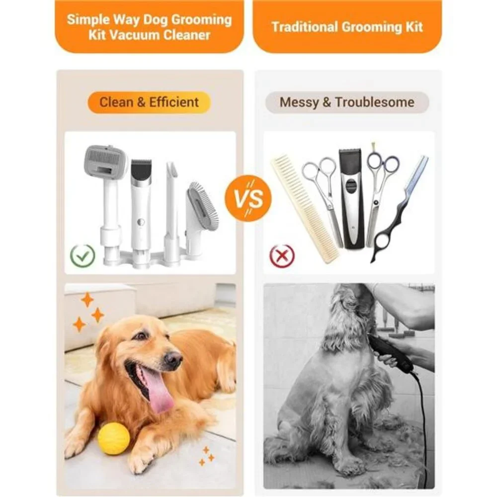 Pet Grooming Vacuum,6 in 1 Dog Grooming Kit with 3 Suction Mode & Large Capacity