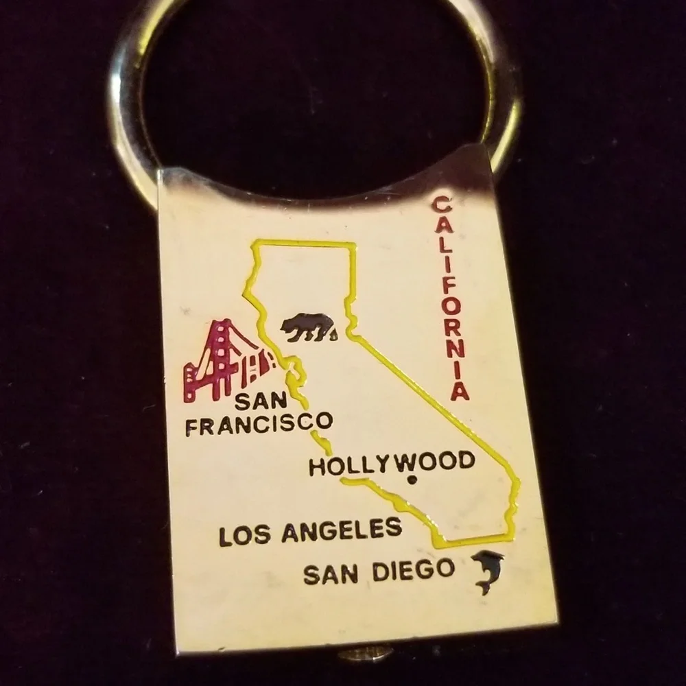 Vintage 90's Gold Plated Solid Brass Keychain - Ca