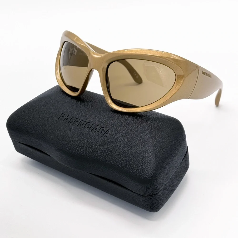 NEW BALENCIAGA BB0228S 004 GOLD OVERSIZED SUNGLASSES BALENCIAGA