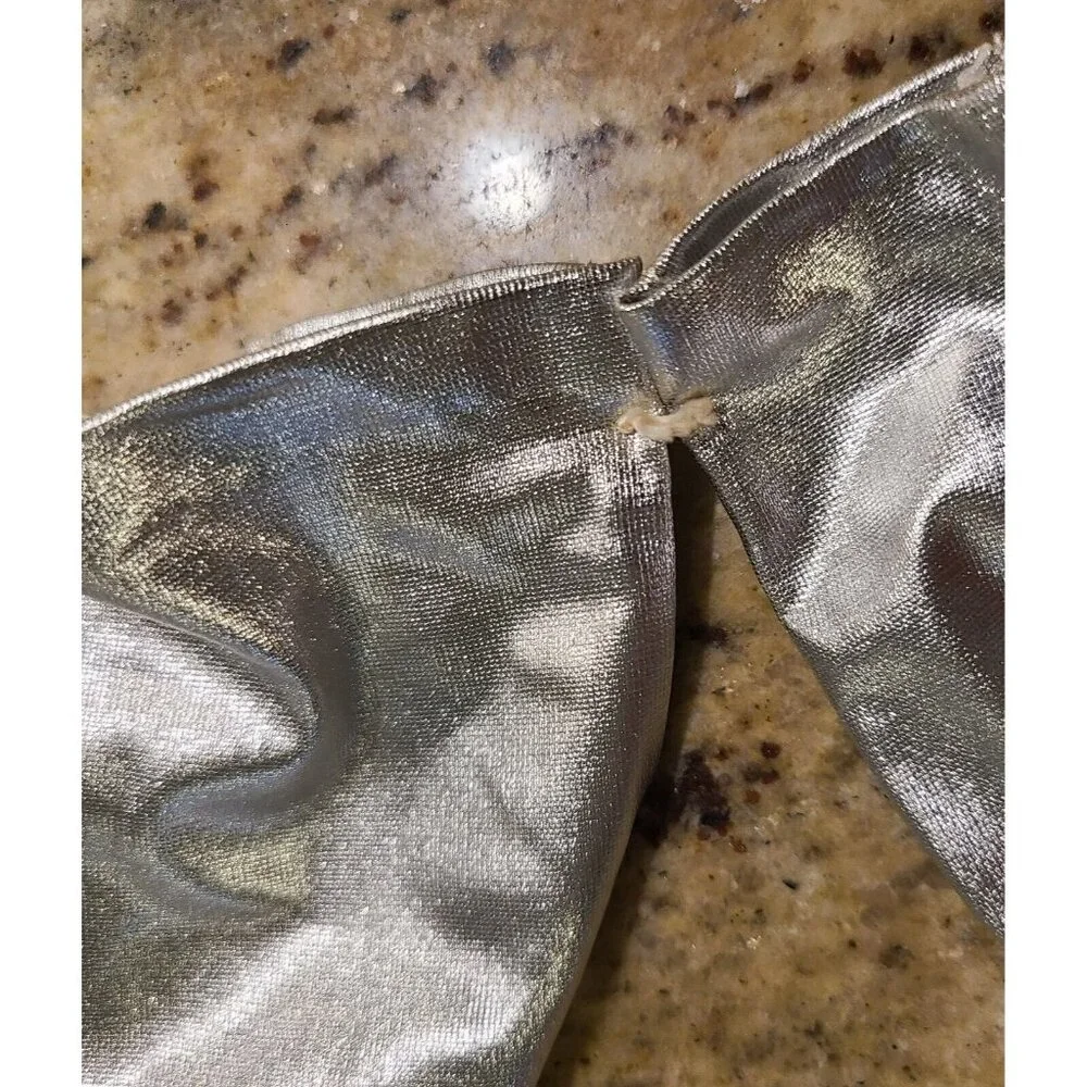 New! Vintage Size M 7 Metallic Silver Stretch Nylon Formal 8