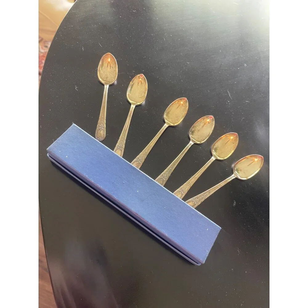 Newport Silver Plated Demi-Tasse Spoon Set Vintage Monogram Area