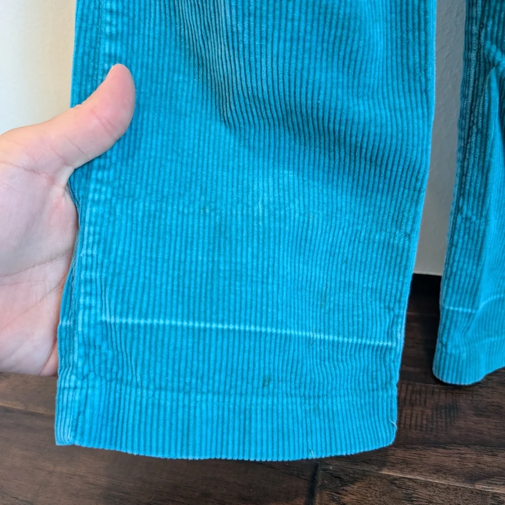 VINTAGE girls teal blue corduroy bib overalls cords size 4t