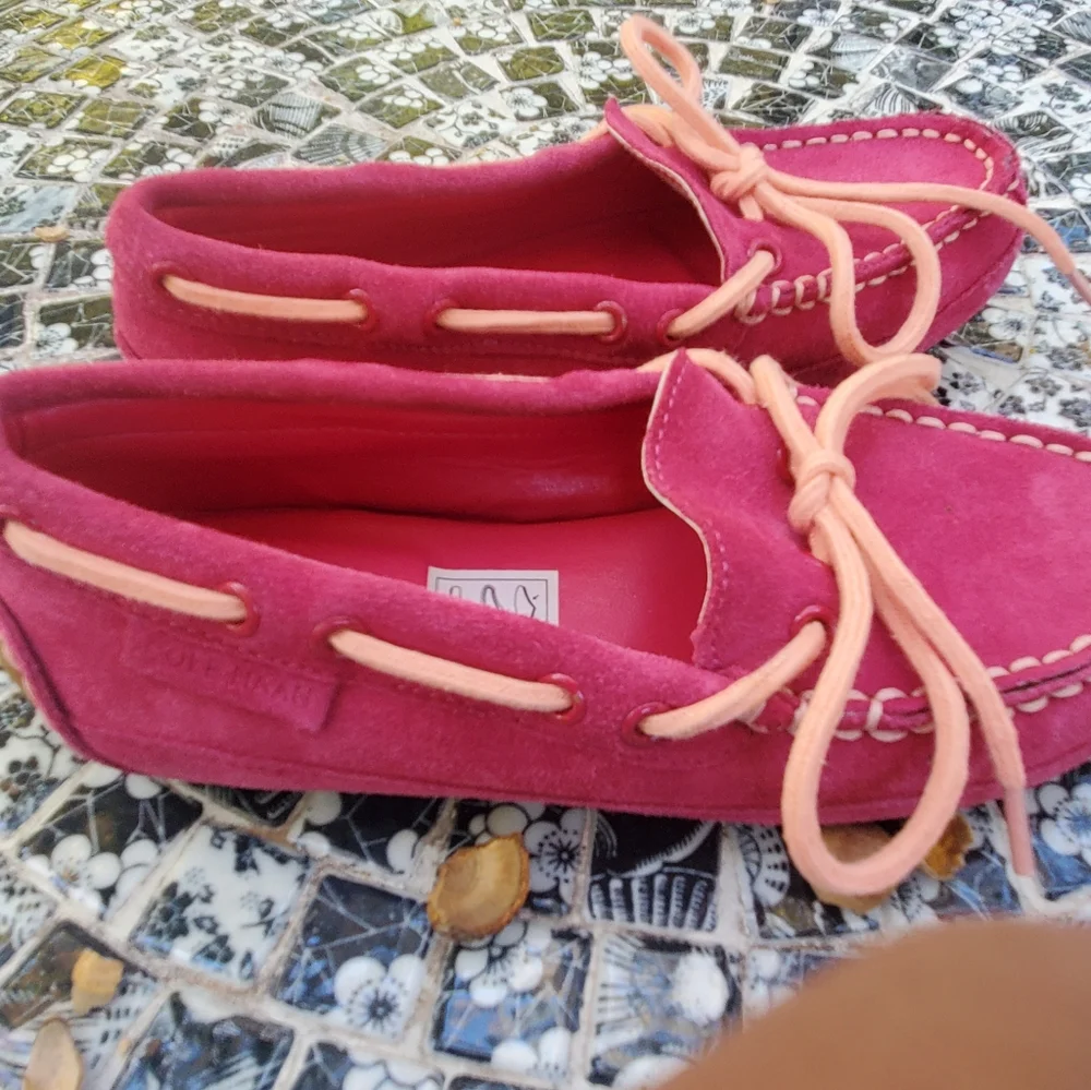 COLE HAAN GRANT DRIVER MOCCASINS LOAFERS PINK SUEDE GIRLS (NWOT)