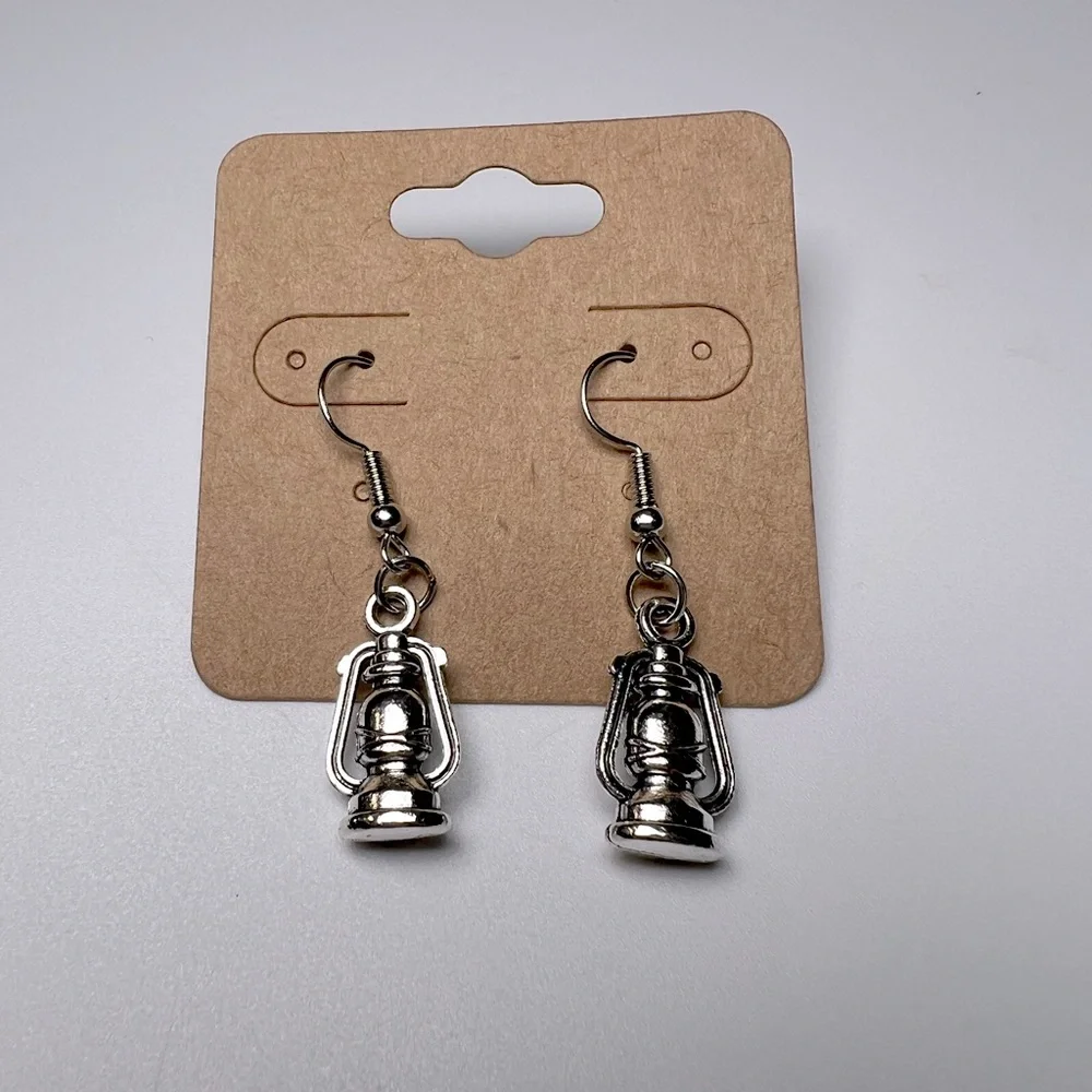 Lantern Silver Tone Dangling Earrings