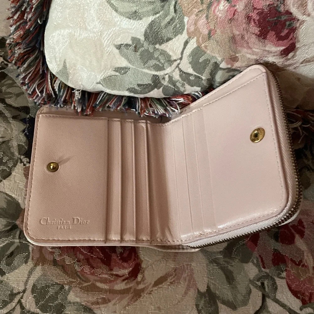 CHRISTIAN DIOR STUDDED BI FOLD WALLET & DUST BAG EUC