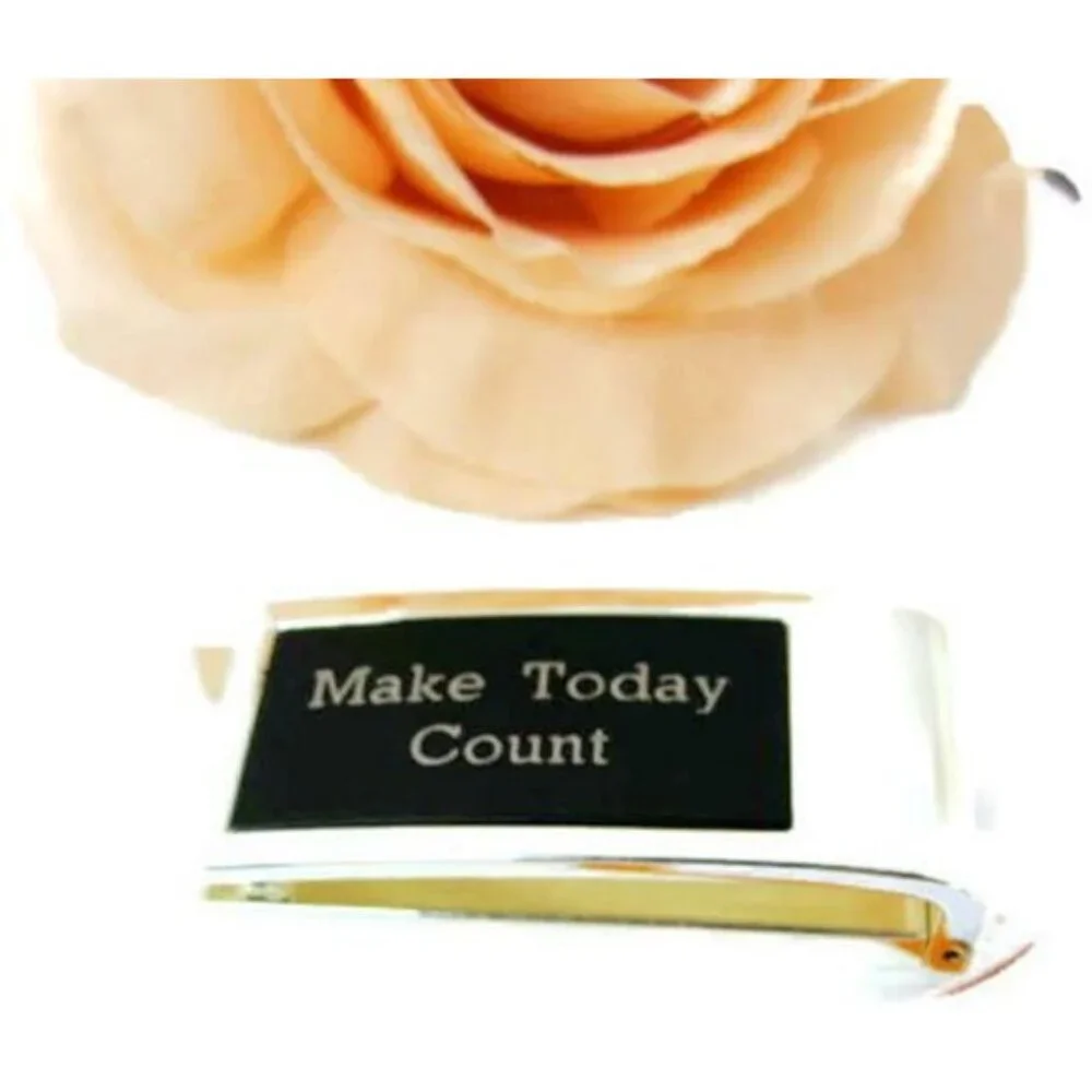 Money Clip Make Today Count Wallet Credit Card Cash ID Holder Silver Tone Black