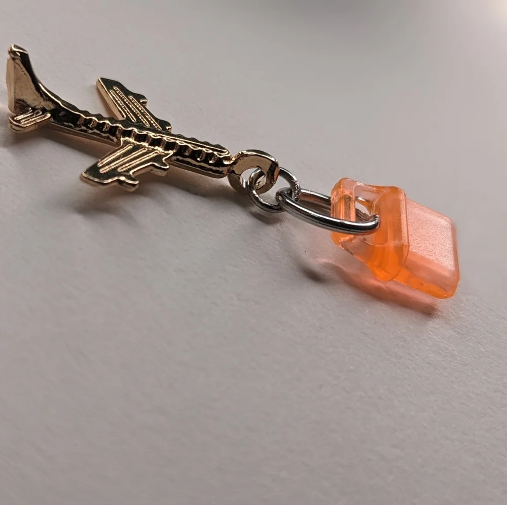 Dust Plug Charm Kindle and charging port USB-C USBc Airplane Gold and Orange