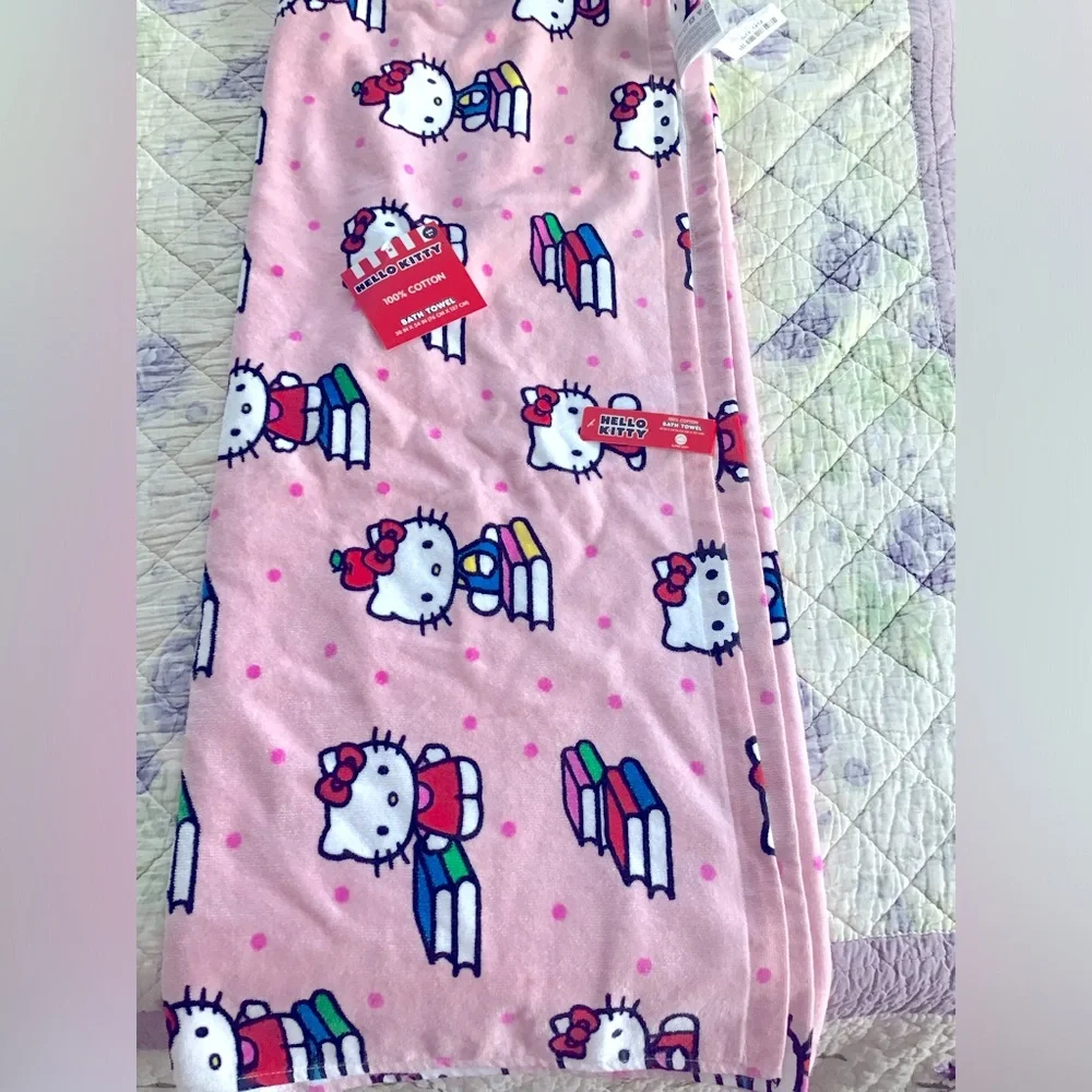 Hello Kitty Beach Towel, Pink Hello Kitty Towel, Pool Towel 30” x 54” New