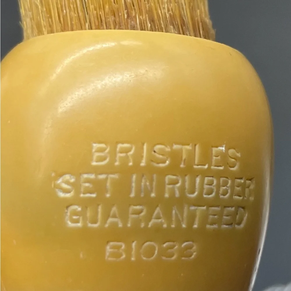 VINTAGE CELLULOID BARBER BRUSH with BADGER BRISTLES
