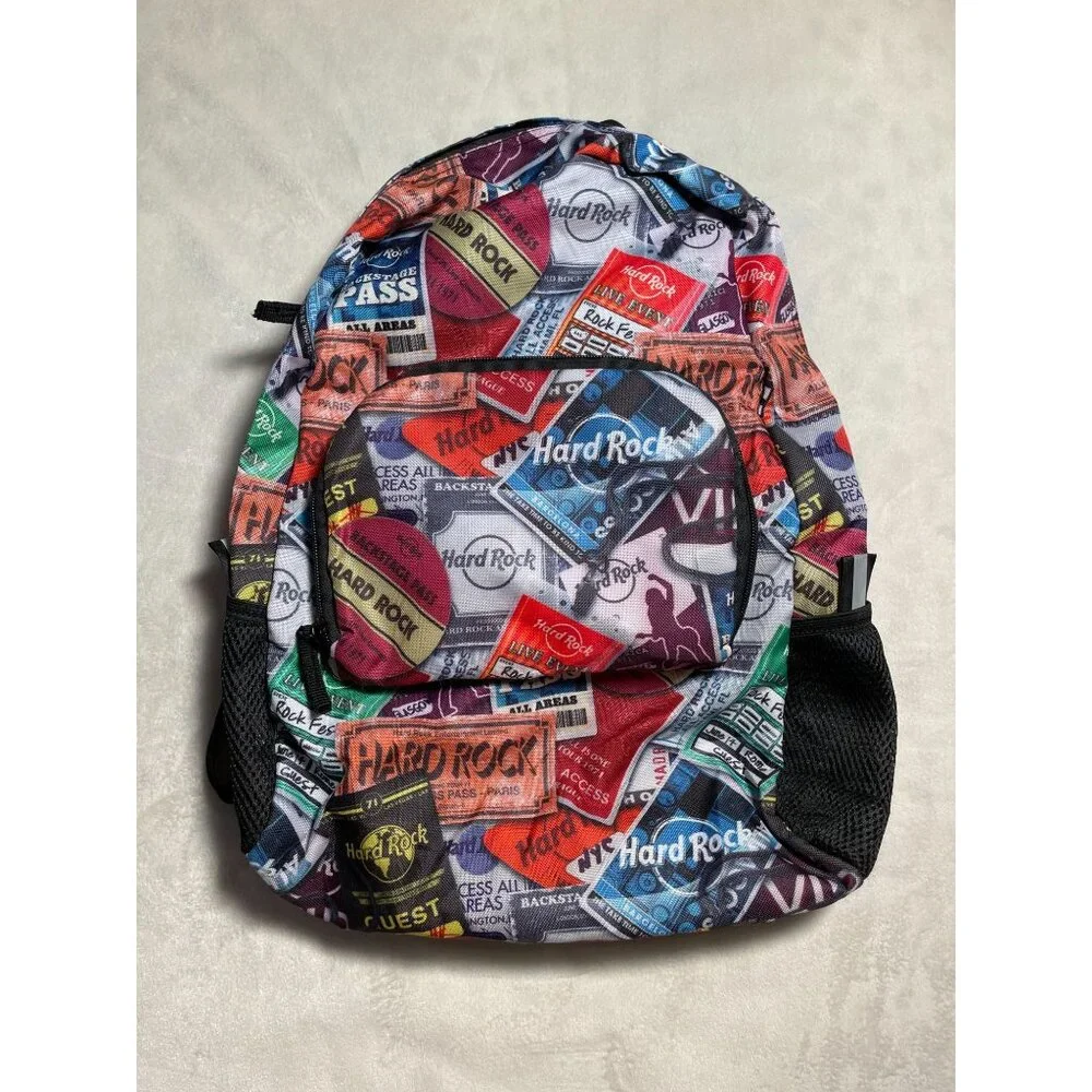 Hard Rock Cafe Backpack With Concert Ticket Print
