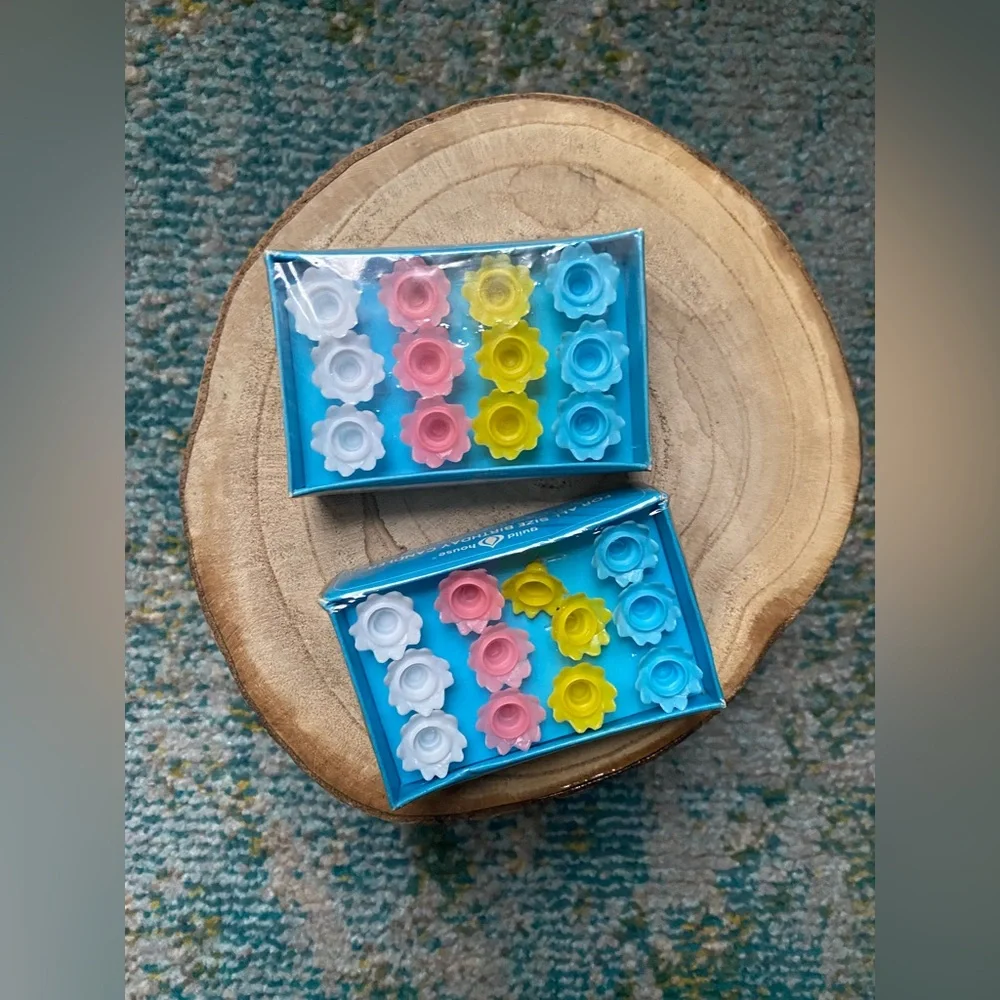 Vintage deadstock Guild House plastic birthday candle holders, set of 2 boxes