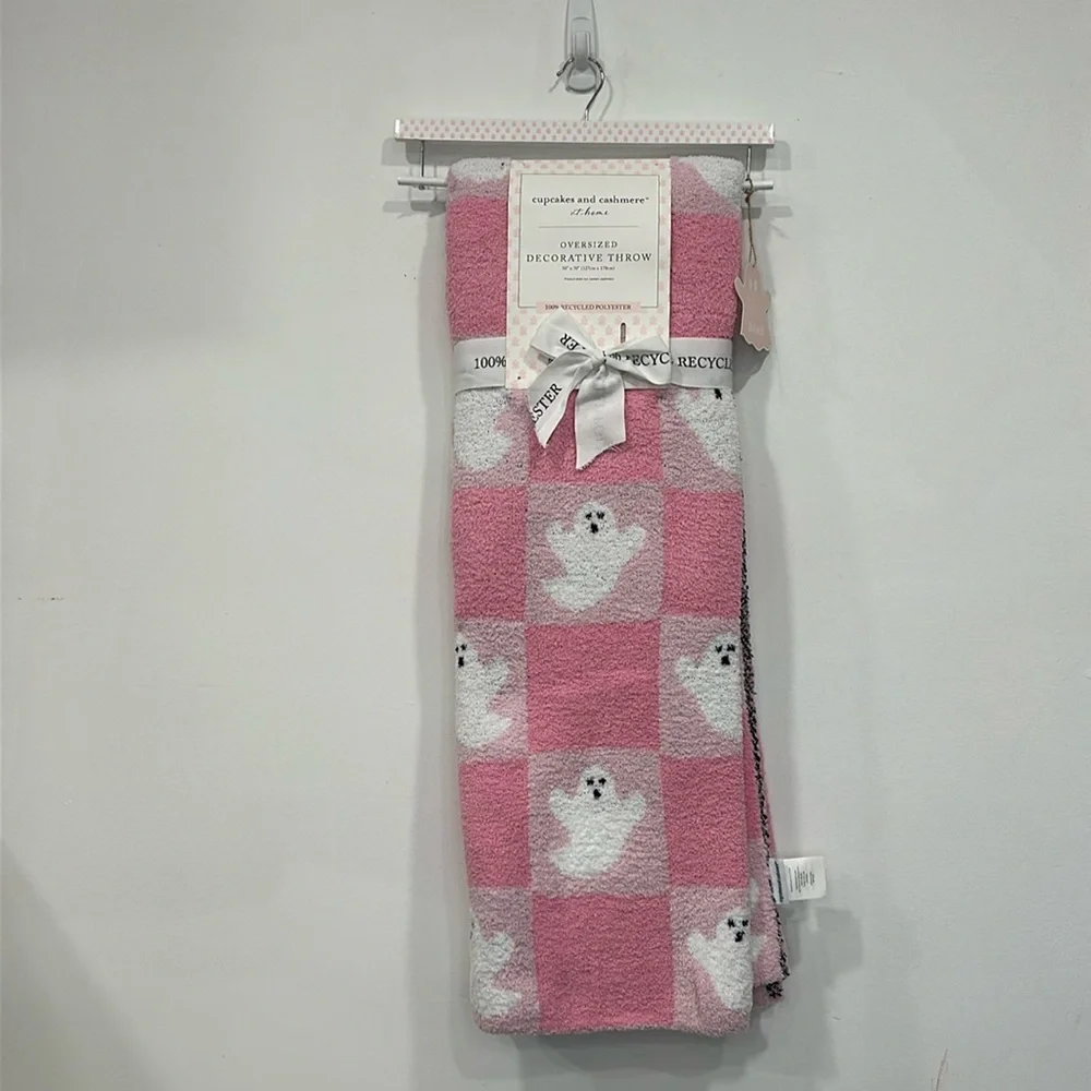 Cupcakes and Cashmere Pink Ghost Oversized THROW 50”x70” Viral TikTok BLANKET