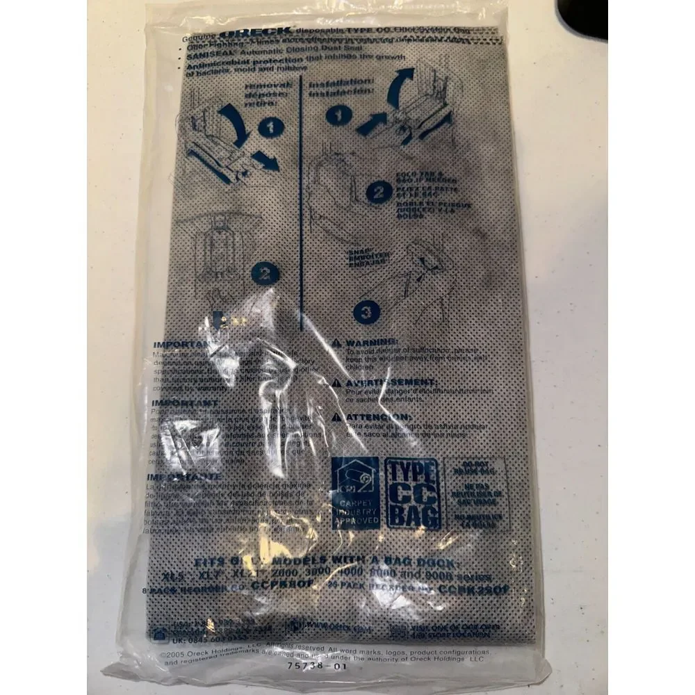 One Oreck XL3, XL5, XL7, XL21, 2000, 3000, 4000, 8000 & 9000 Series Vacuum Bag