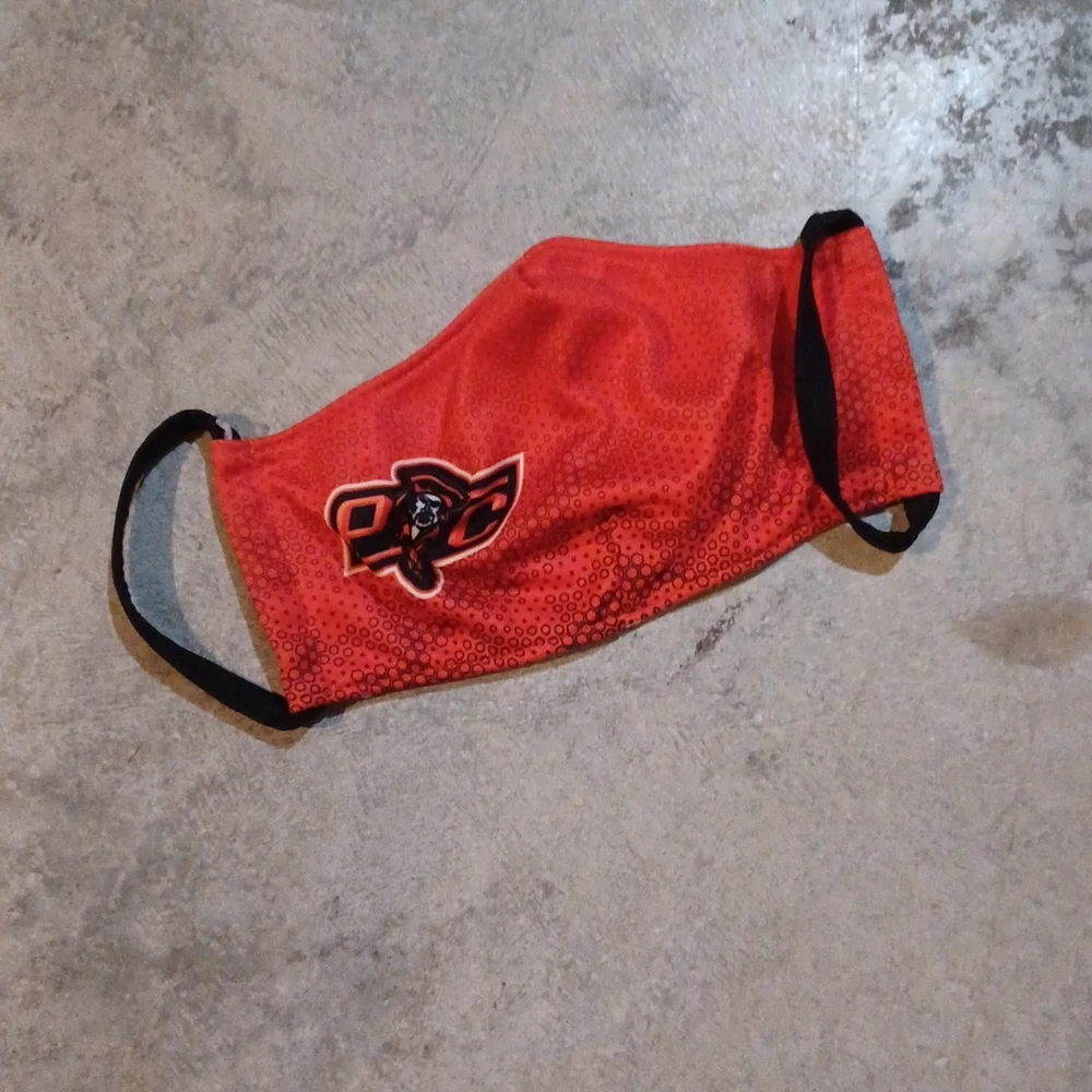 PC Pirates orange and black face mask
