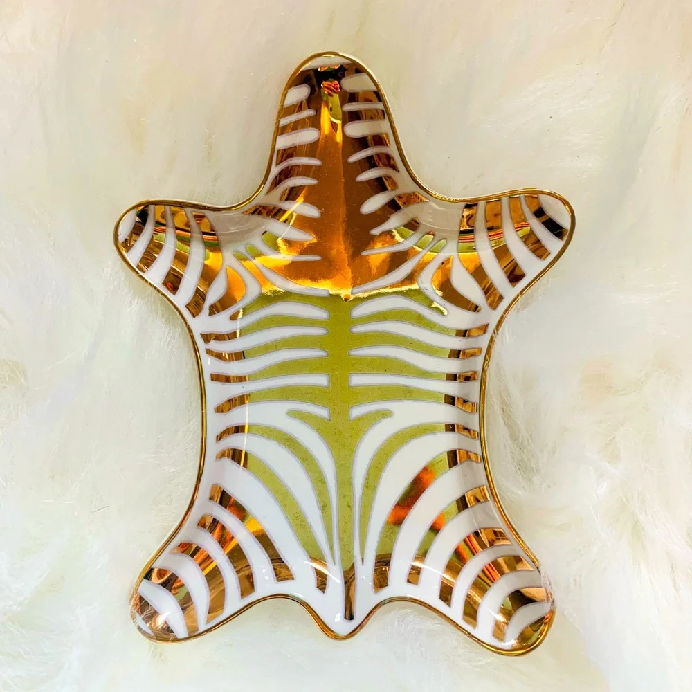 Rose Gold Metallic Zebra Dish Decor Gift Idea