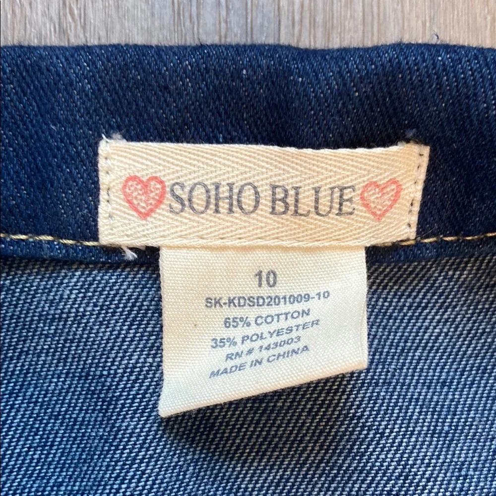 Soho Blue Girls Dark Blue Denim Vest Button Up Sleeveless Jean Jacket Size 10