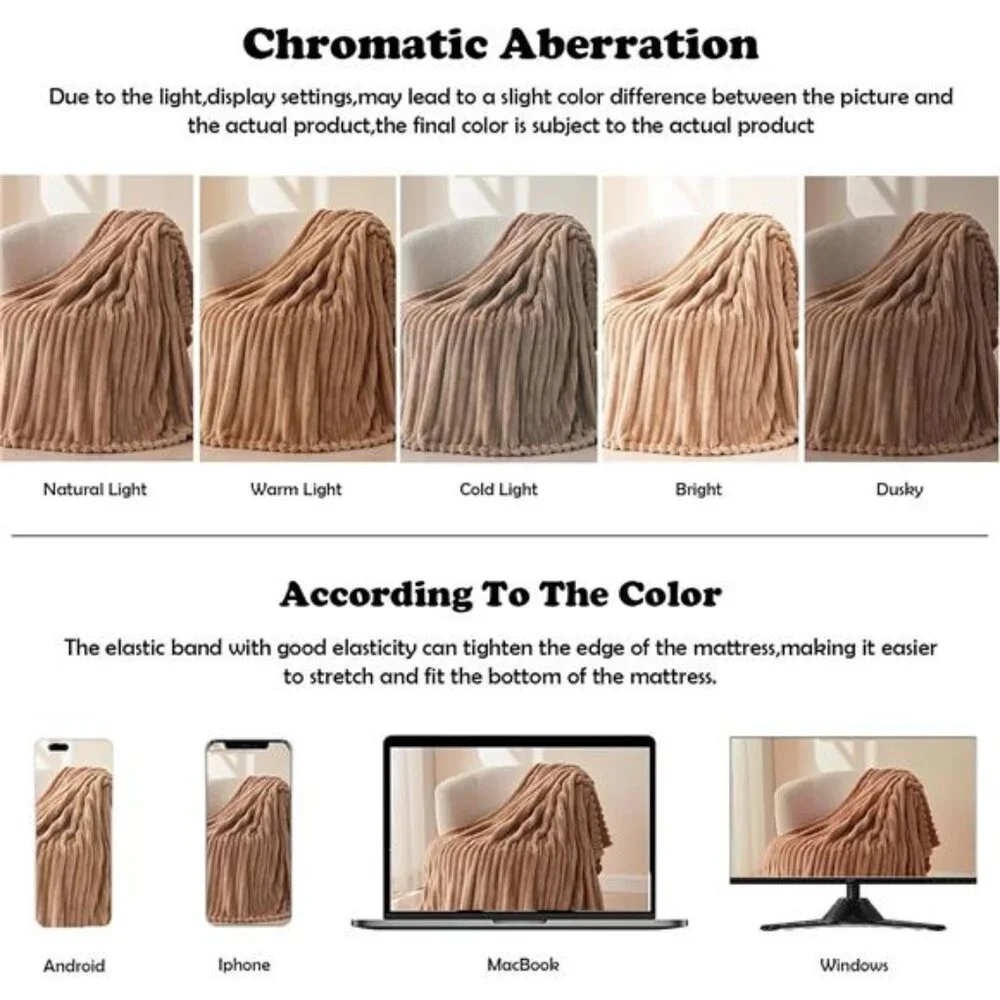 Super Soft Blanket Premium Silky Flannel Fleece 3D Ribbed Color: Taupe