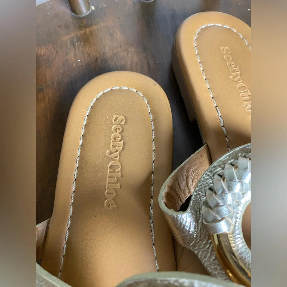 Womens See by Chloé Hana Leather Sandals Size 36 Made in Spain
