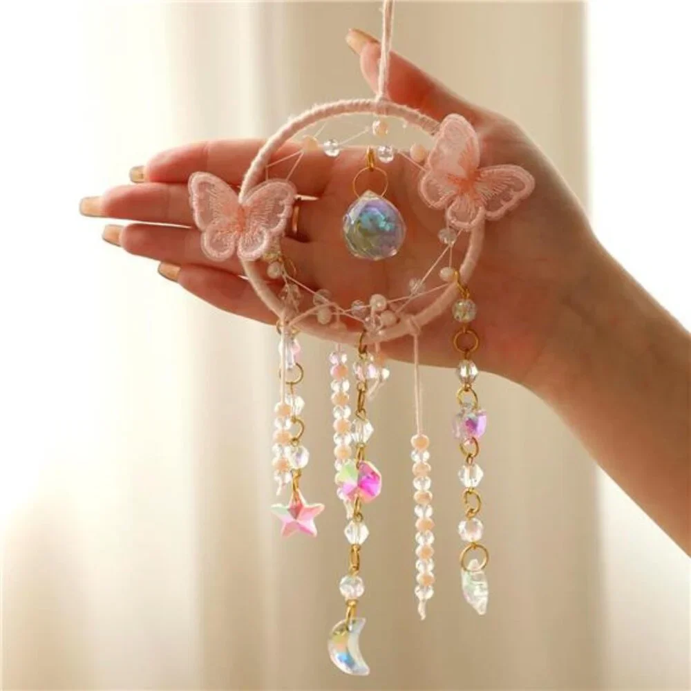 Pink Butterfly Small Dream Catcher
