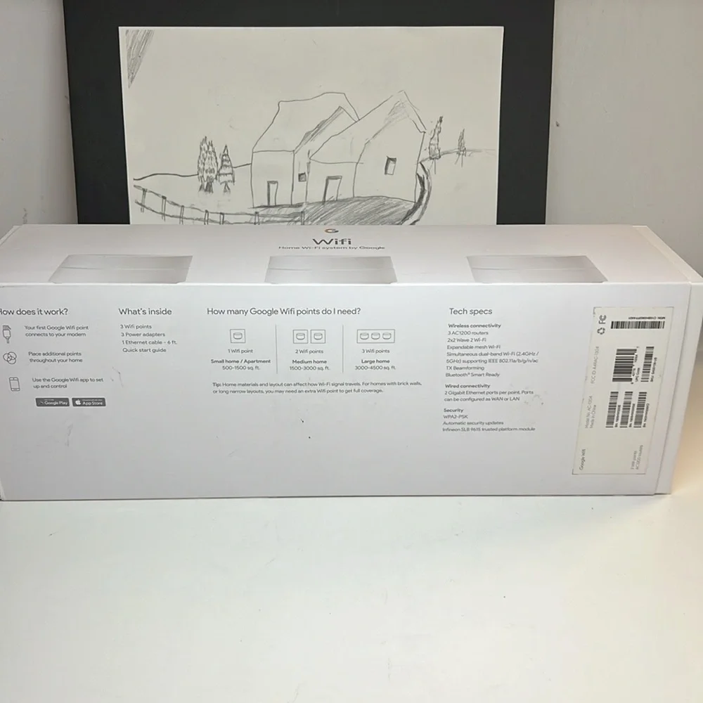 Google Nest Model AC-1304 Whole Home Wi-Fi Router set of 3 in White