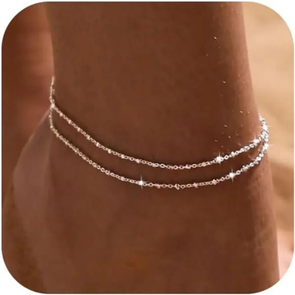 Anklet for Women 14K Real Gold Silver Plated Ankle Bracelets Trendy