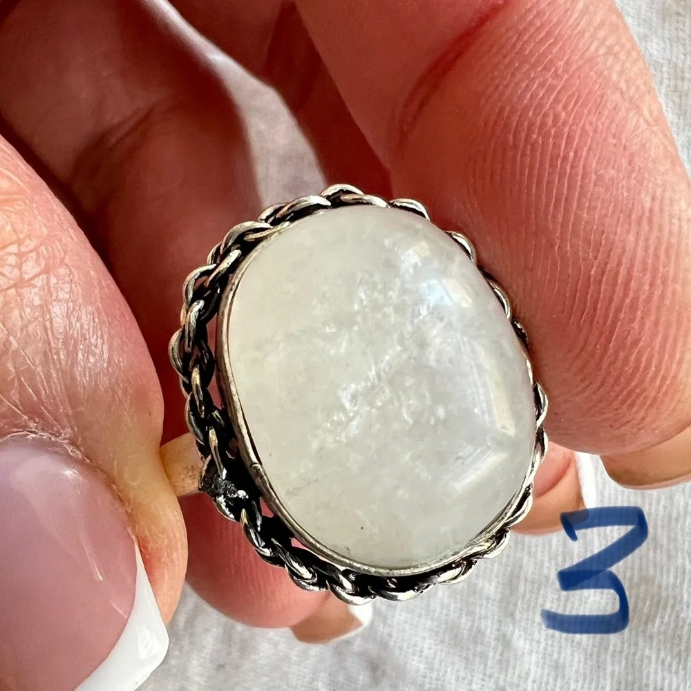 925 POWER STONE Clear Quartz Ring Sz 11