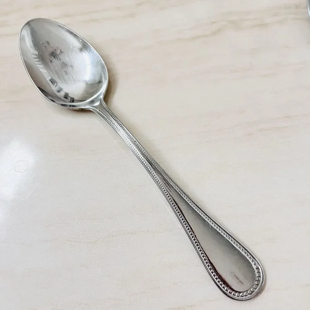 3pc F.B Rogers by Towle Norfolk Soup Spoon Stainless 7 1/4” Beaded Edge Glossy