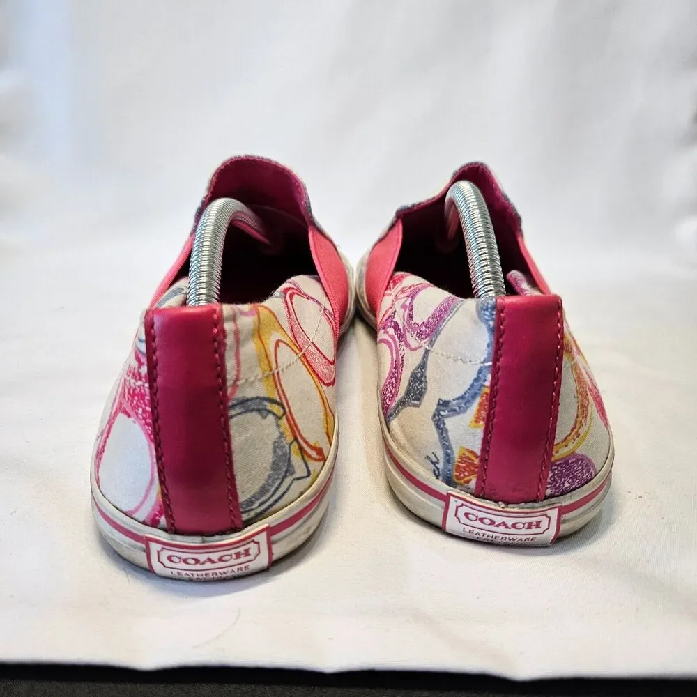 Coach Womens Kaycee Multicolor Poppy Monogram Slip On Shoes Size 7.5B Comfort