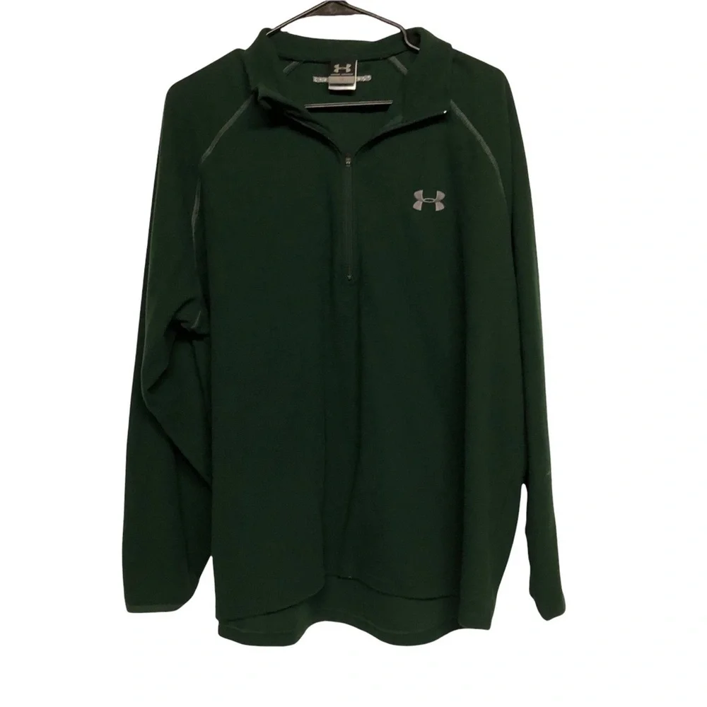 Under Armour Quarter‎ Zip Green Long Sleeve Fleece Size Large