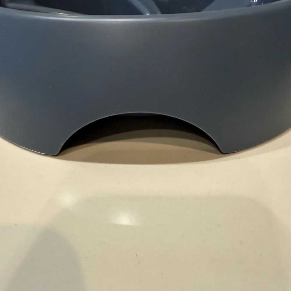 Blue Slow Feeder Dog Bowls (2) skid feet water or food 27” in diameter 2” depth