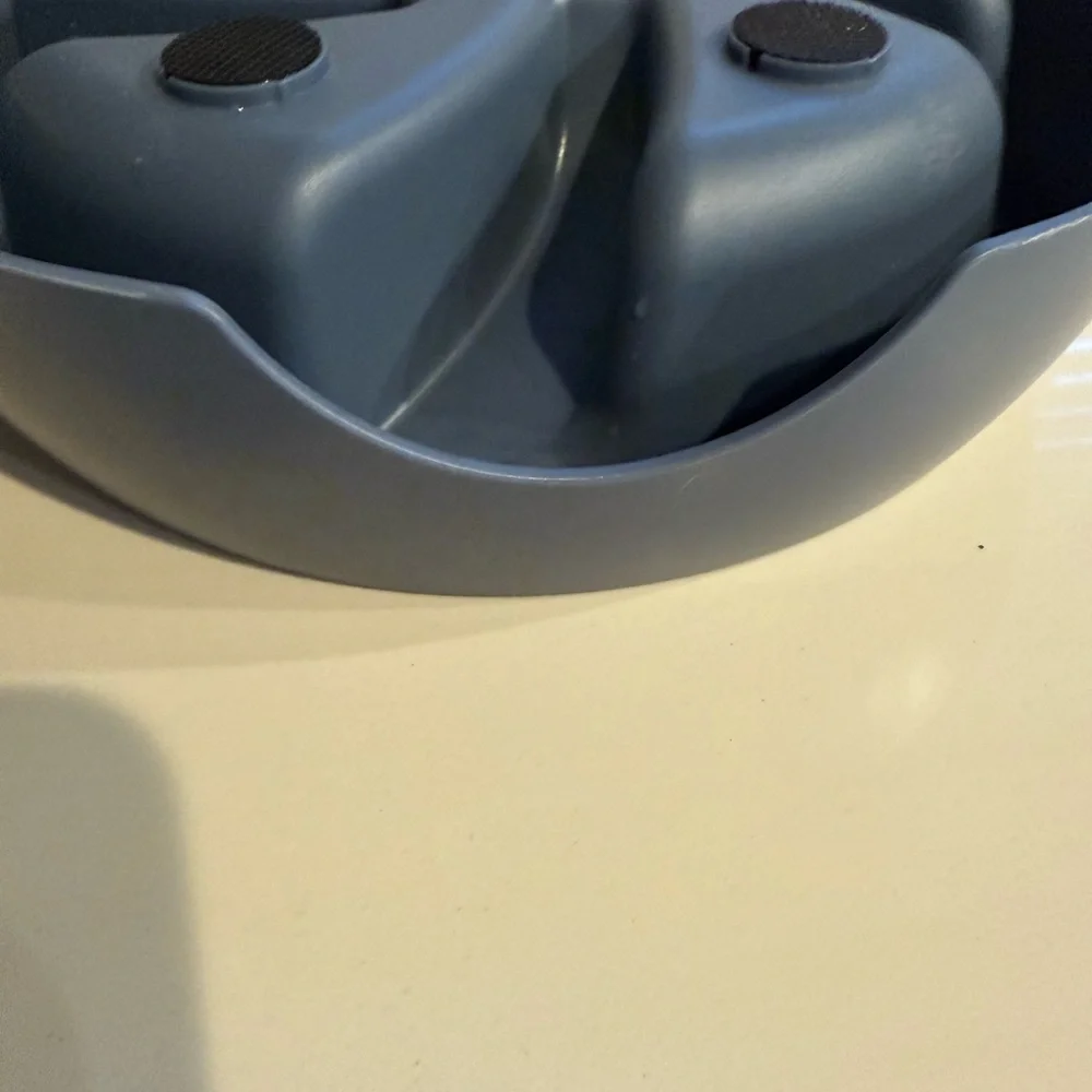Blue Slow Feeder Dog Bowls (2) skid feet water or food 27” in diameter 2” depth