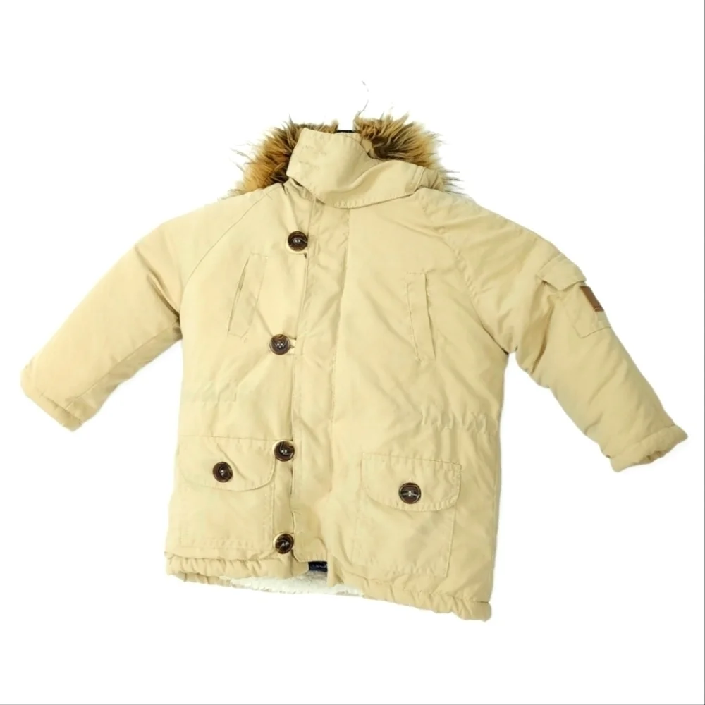 Hippototamus removable lining faux fur trimmedbhooded coat size 2t