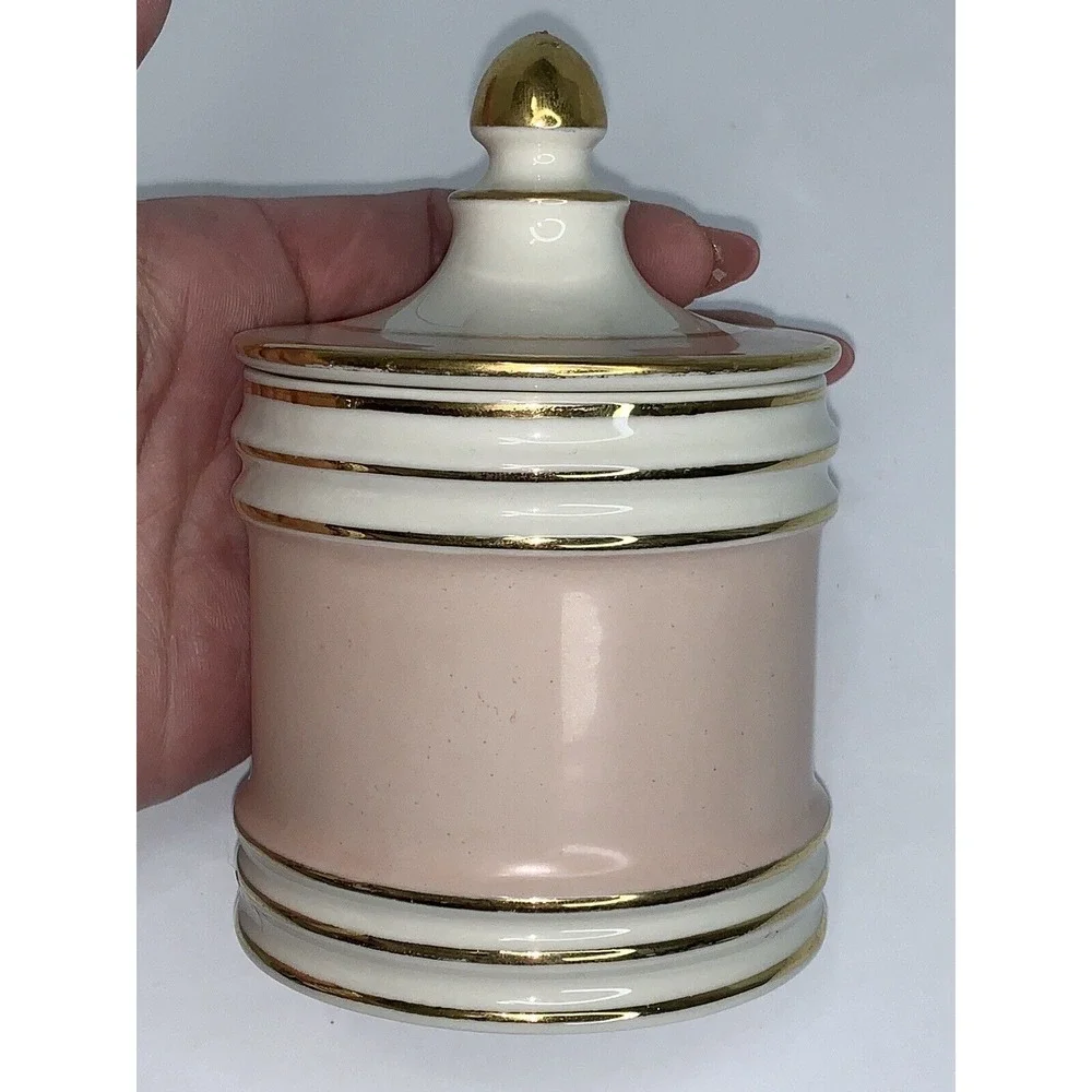 Vtg Fransiscan Canister Pottery Kaolena Vanity / Tea Pink Covered Jar 4.5