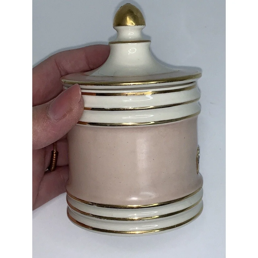 Vtg Fransiscan Canister Pottery Kaolena Vanity / Tea Pink Covered Jar 4.5