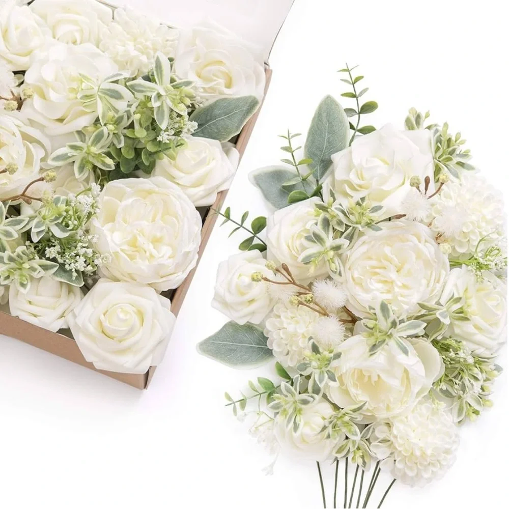NEW Ling’s Moment Artificial White Flowers & Greenery
