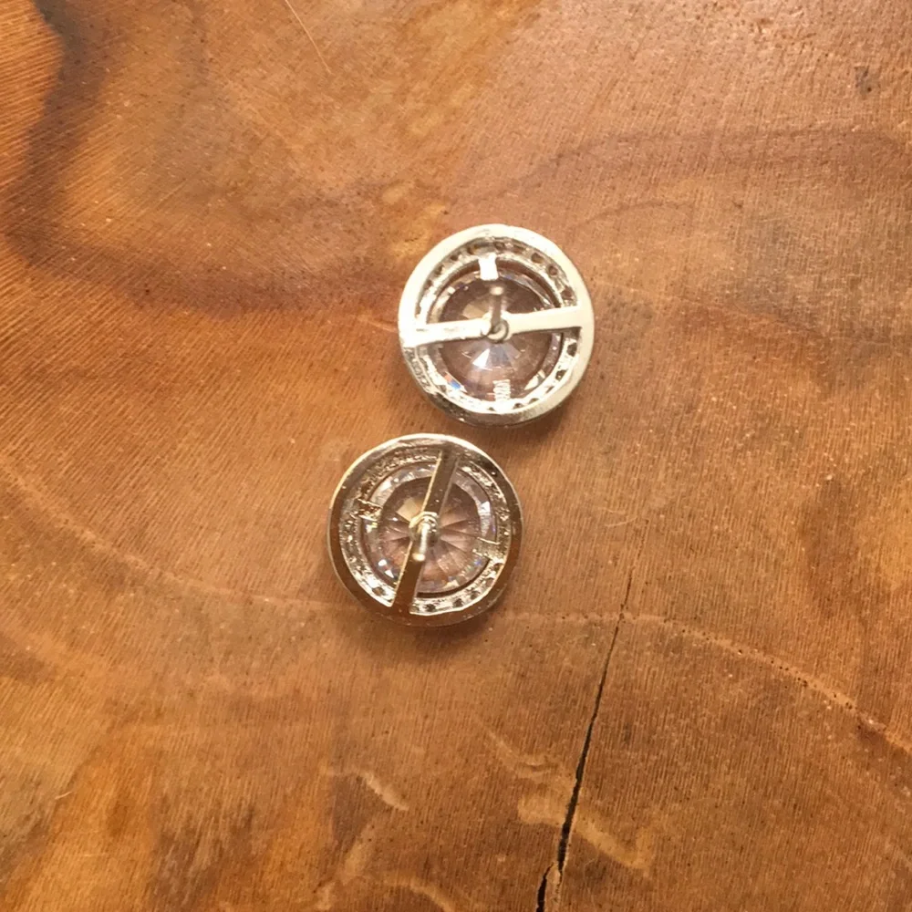Cubic Zirconia Crystal Halo Silver Stud Earrings