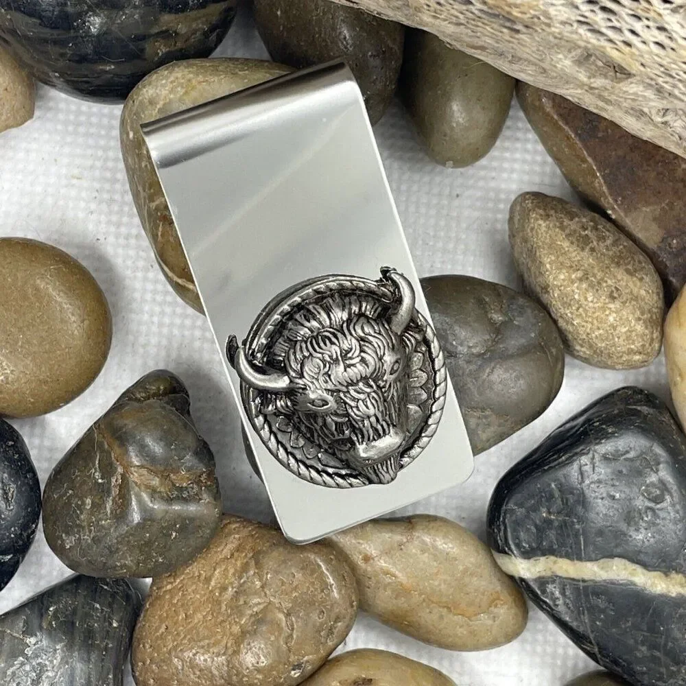 BUFFALO 3D Money Clip Stainless Steel Quality Wedding Party Gift FATHERS DAY NEW