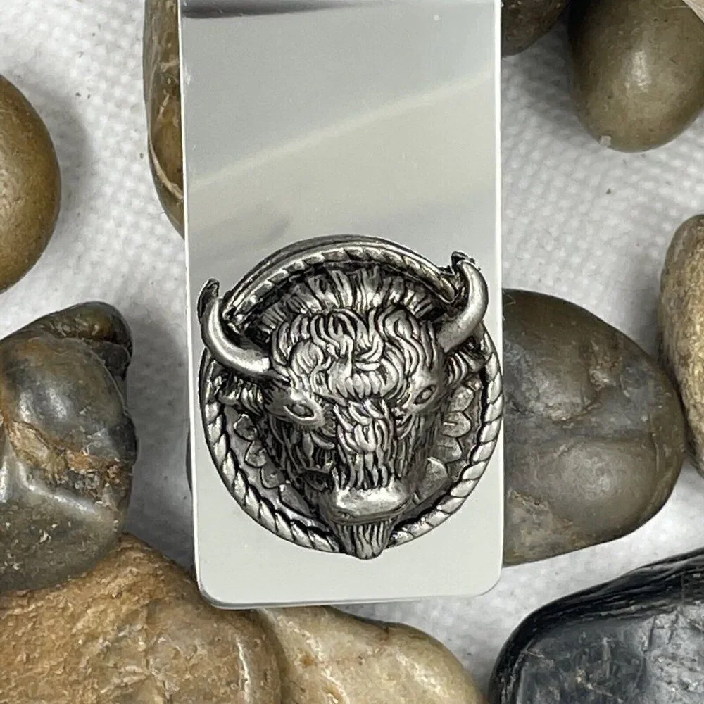 BUFFALO 3D Money Clip Stainless Steel Quality Wedding Party Gift FATHERS DAY NEW