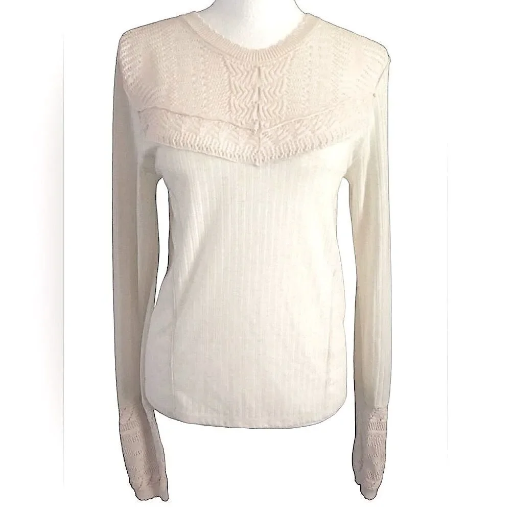 Free people crochet sleeve and shoulder top size small