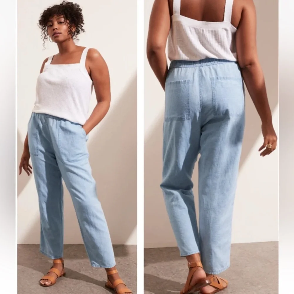 Banana Republic Linen Blend Pants Light Blue Cropped Lightweight Sz XS NWT