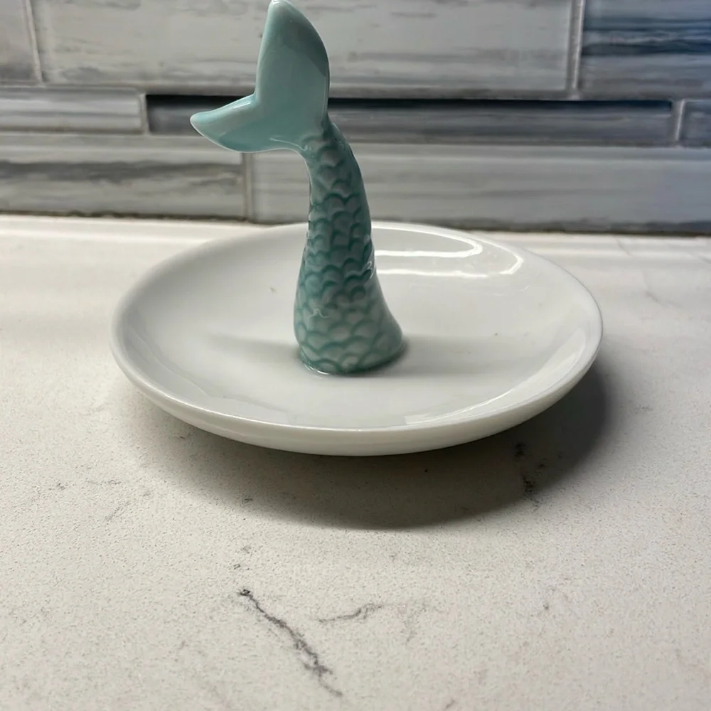 Blue and teal mermaid ring dish