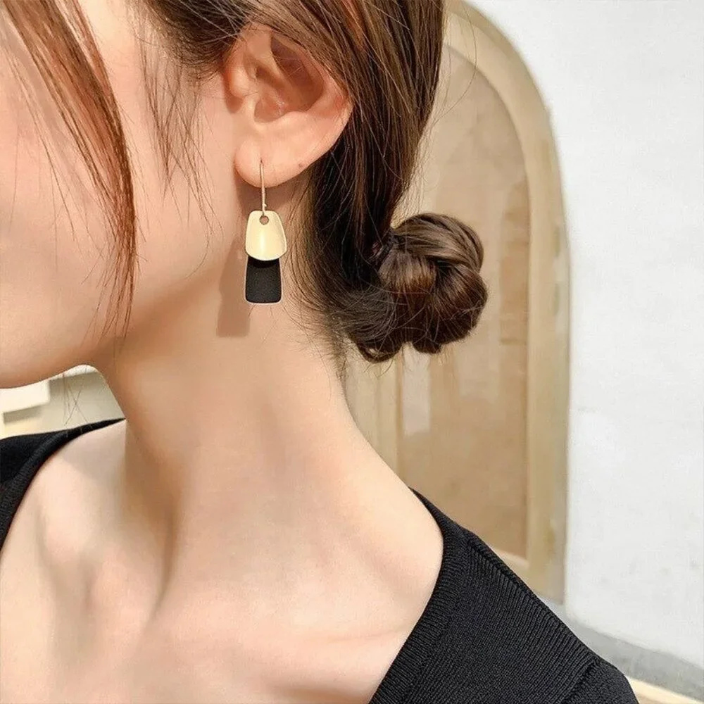Emmie Jaise Double Layer Petal Dangle Hook Earrings Yellow Gold Gift Packaged
