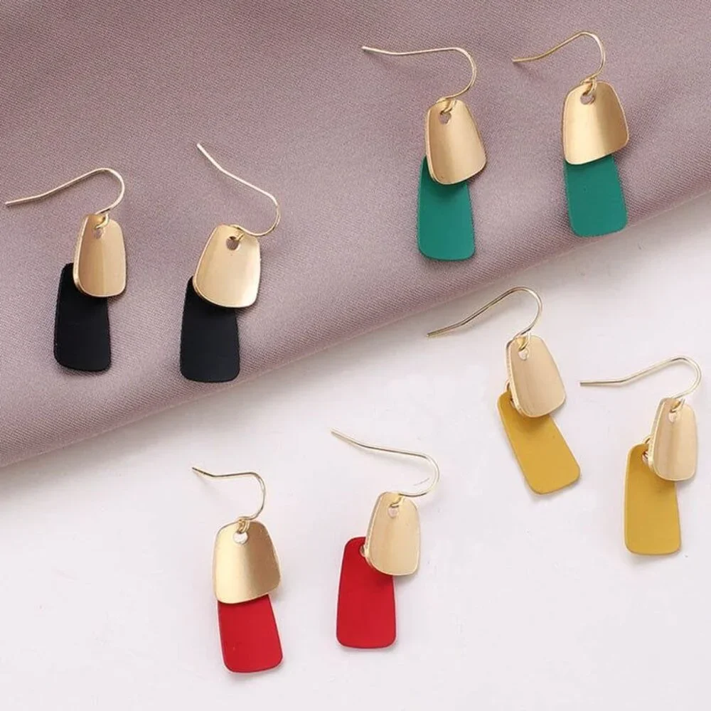 Emmie Jaise Double Layer Petal Dangle Hook Earrings Yellow Gold Gift Packaged