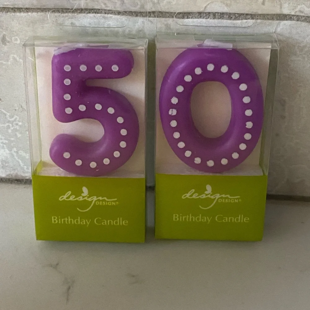 Purple Birthday Candle Set 50th 5 0
