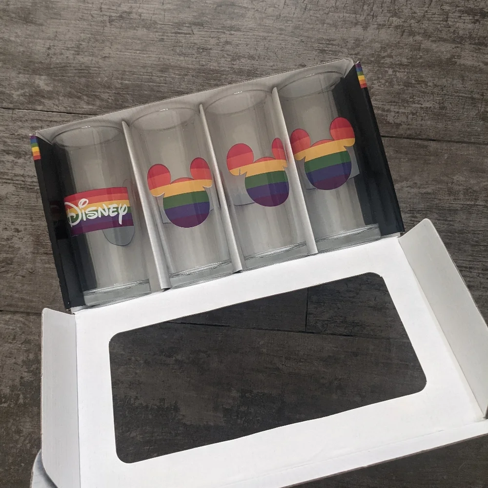 DISNEY Mickey Mouse Pride Rainbow Glassware Set of 4 - 10oz Each