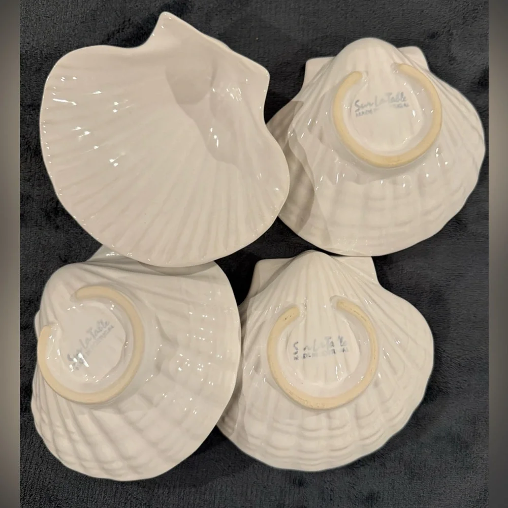 4 Sur La Table white, shell bowls. 5.5”
