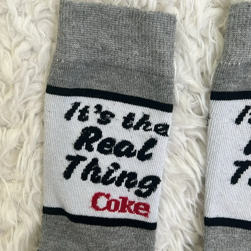 Coca-Cola Crew Socks Unisex Red Gray Black Loungewear Costume
