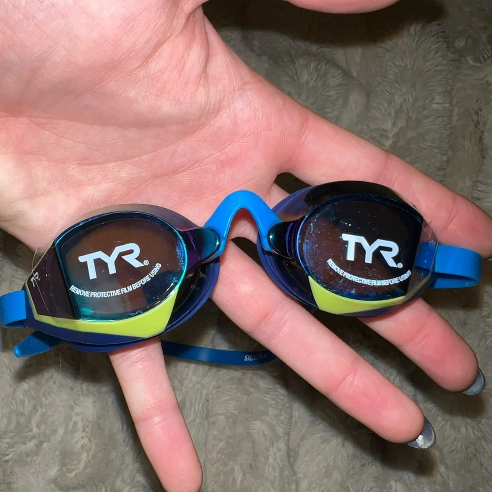 TYR Blue and Yellow Swim Goggles